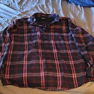 Eddie Bauer Red and Blue Plaid Casual Shirt